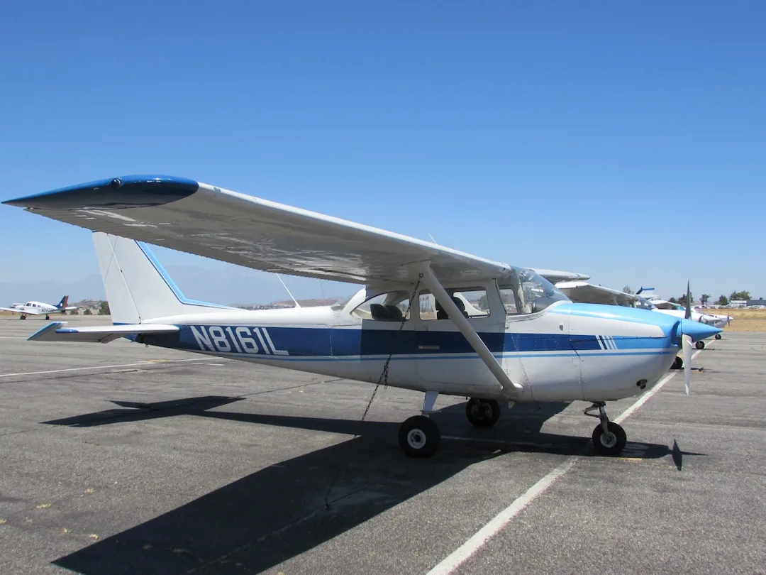 Cessna 172 Skyhawk training aircraft on the ramp at Riverside Municipal Airport