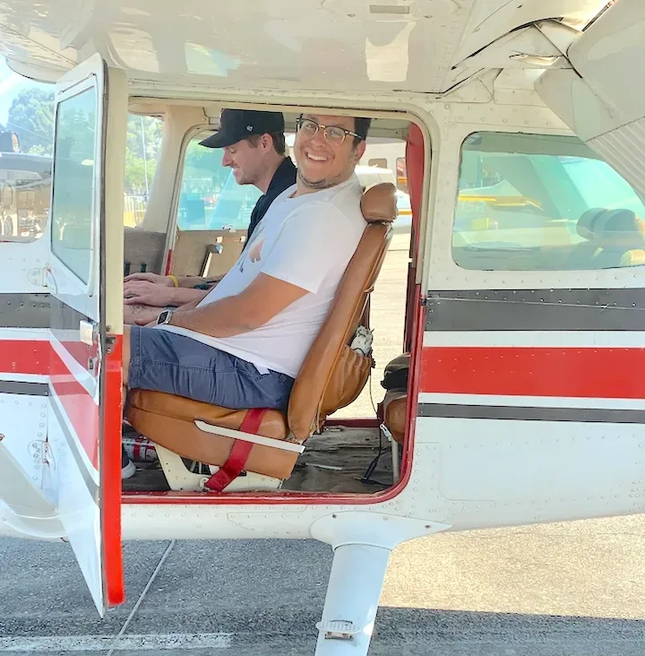 A student pilot in the left seat during a discovery flight at NextGen Flying Academy